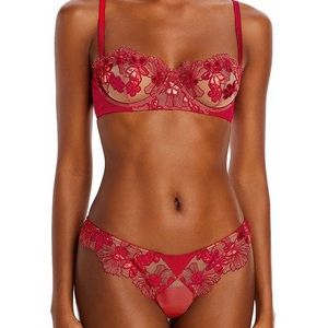 Fleur du Mal Women's Violet Balconette Bra and Thong Rouge size 32G and 4/L.